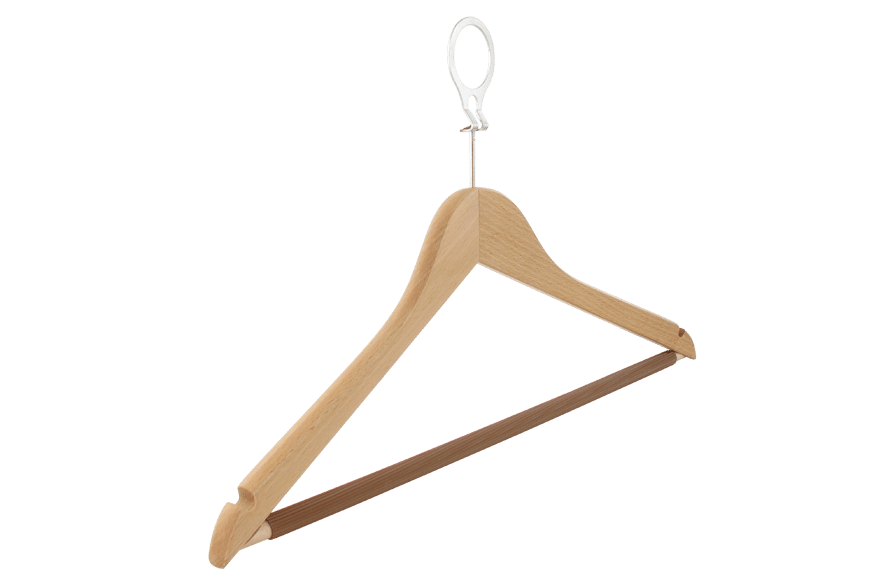 Cintres en bois antivol pour vêtements, anneau de crochet fermé